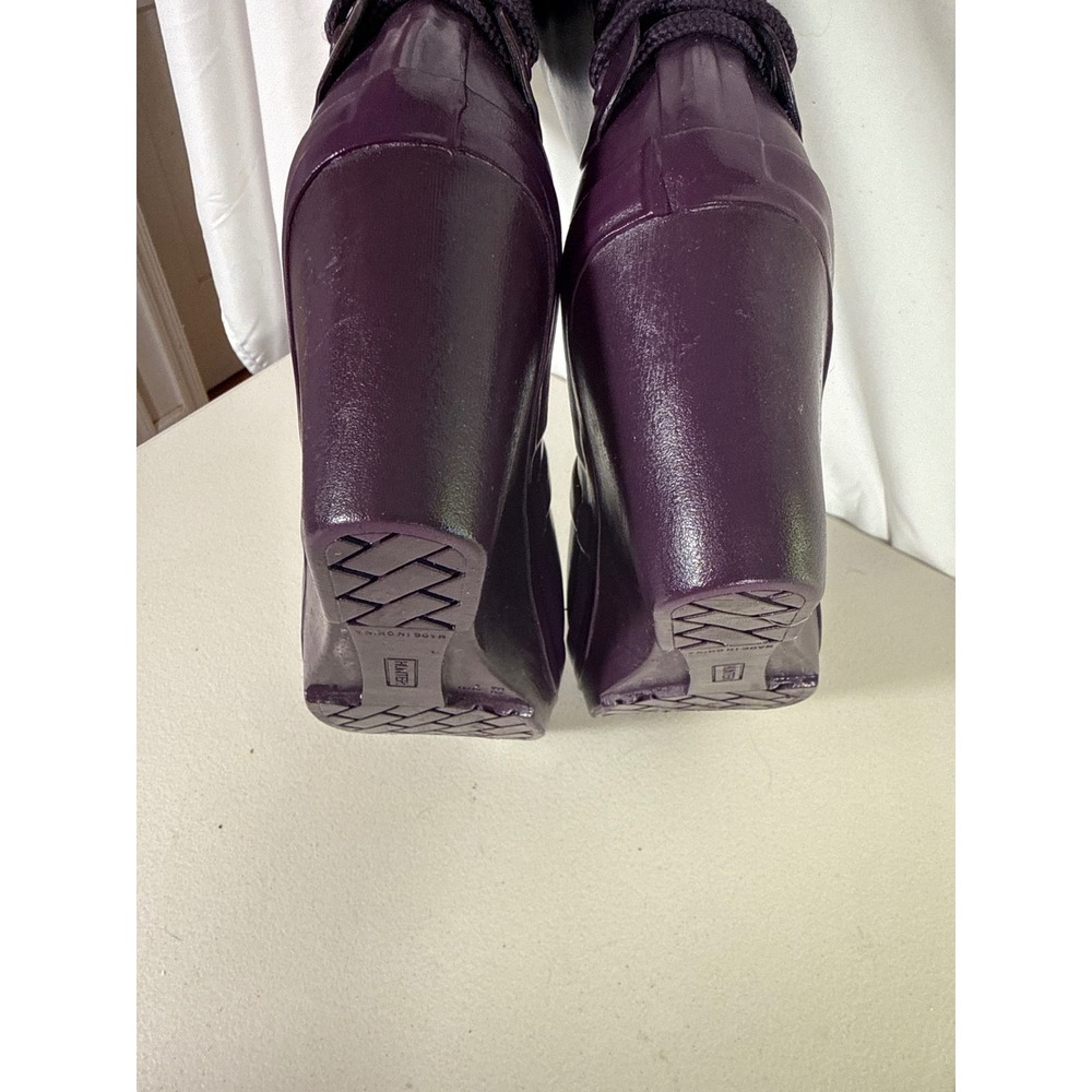 Hunter Original Lace Up Wedge Rain Boots Purple Mid Calf Waterproof 3" heel. S 8 - Picture 6 of 11